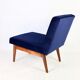 Dark blue velvet lounge chair, 1970s