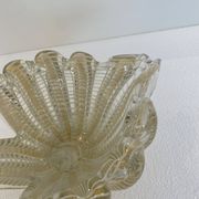 Murano Barovier 'Zebrati' Decor Glass Shell Bowl Hollywood Regency, 1960s