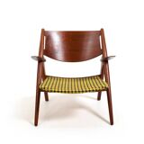 CH-28 Teak and Unika Vaev Easychair by Hans J. Wegner 1960s