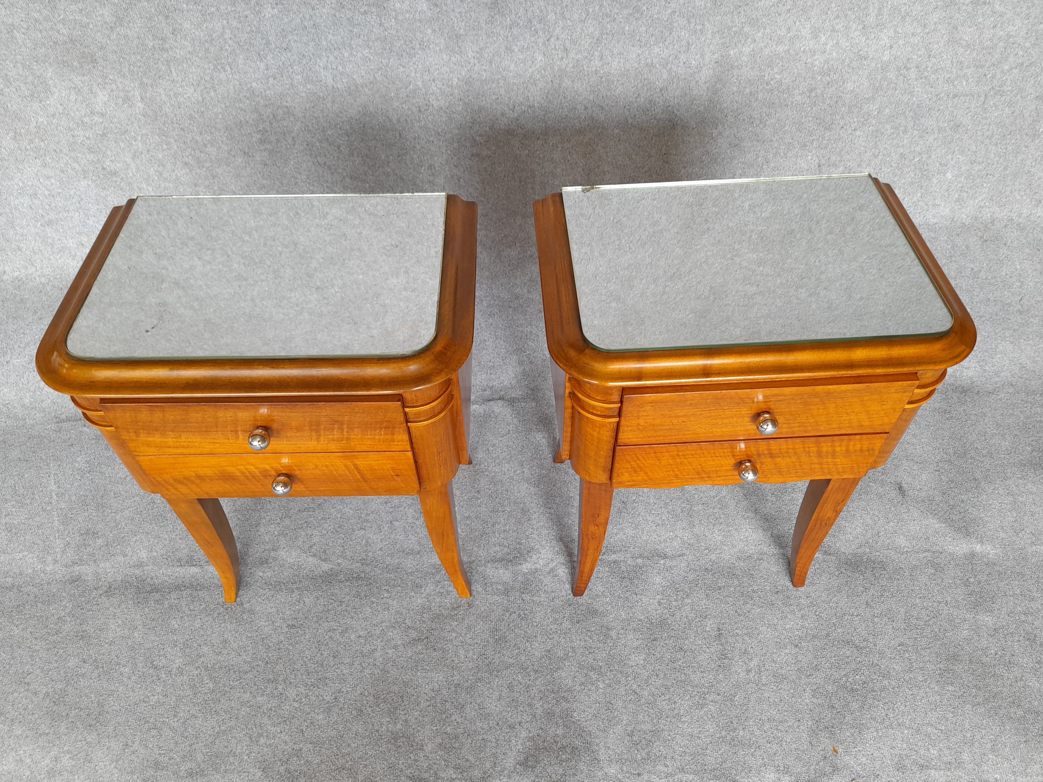 Pair of art deco period bedside tables