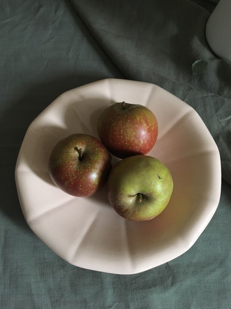 Powder pink earthenware fruit cup, Digoin Sarreguemines