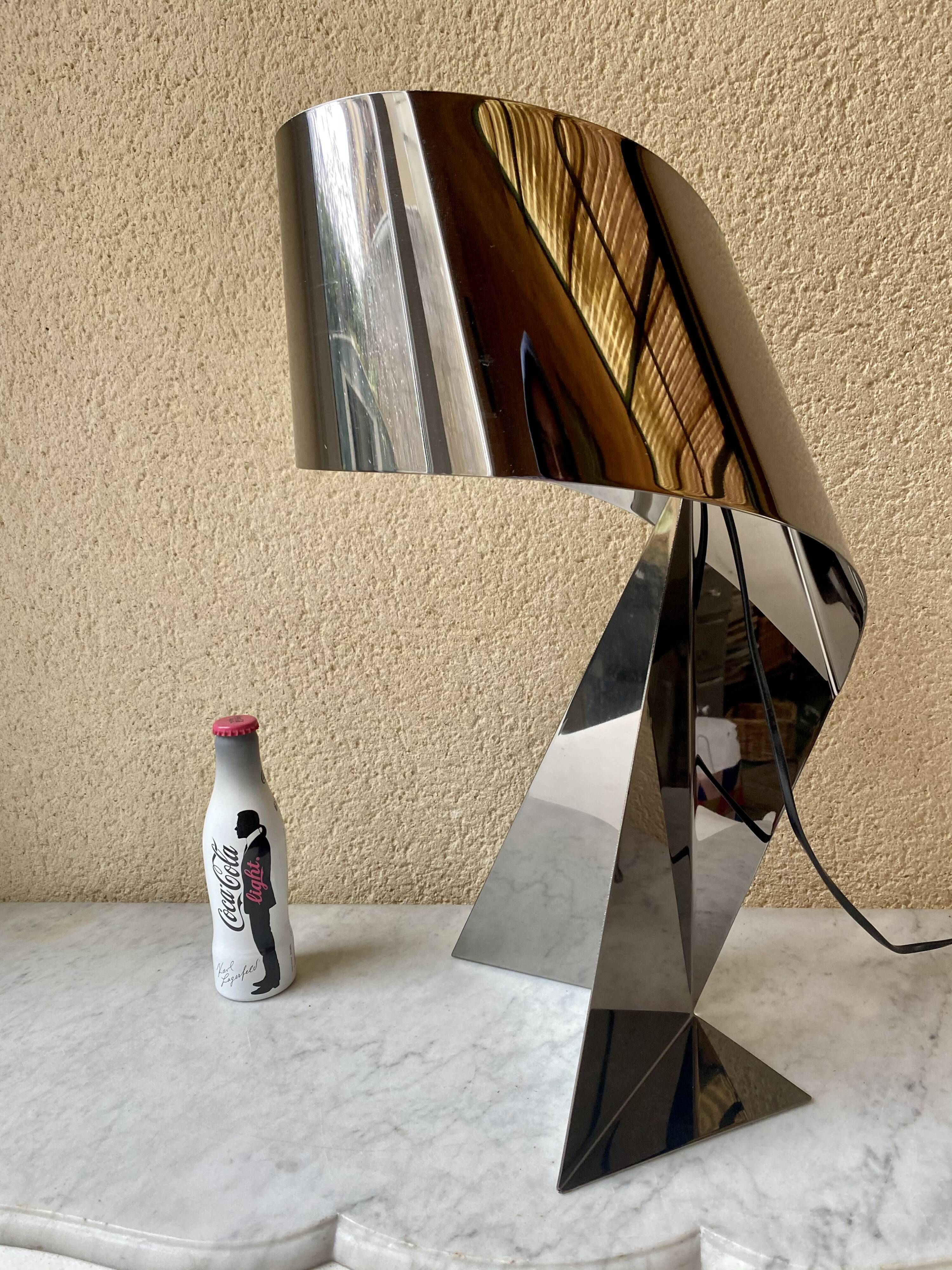 Ribbon salon lamp design Claire Norcross limited edition chrome brown