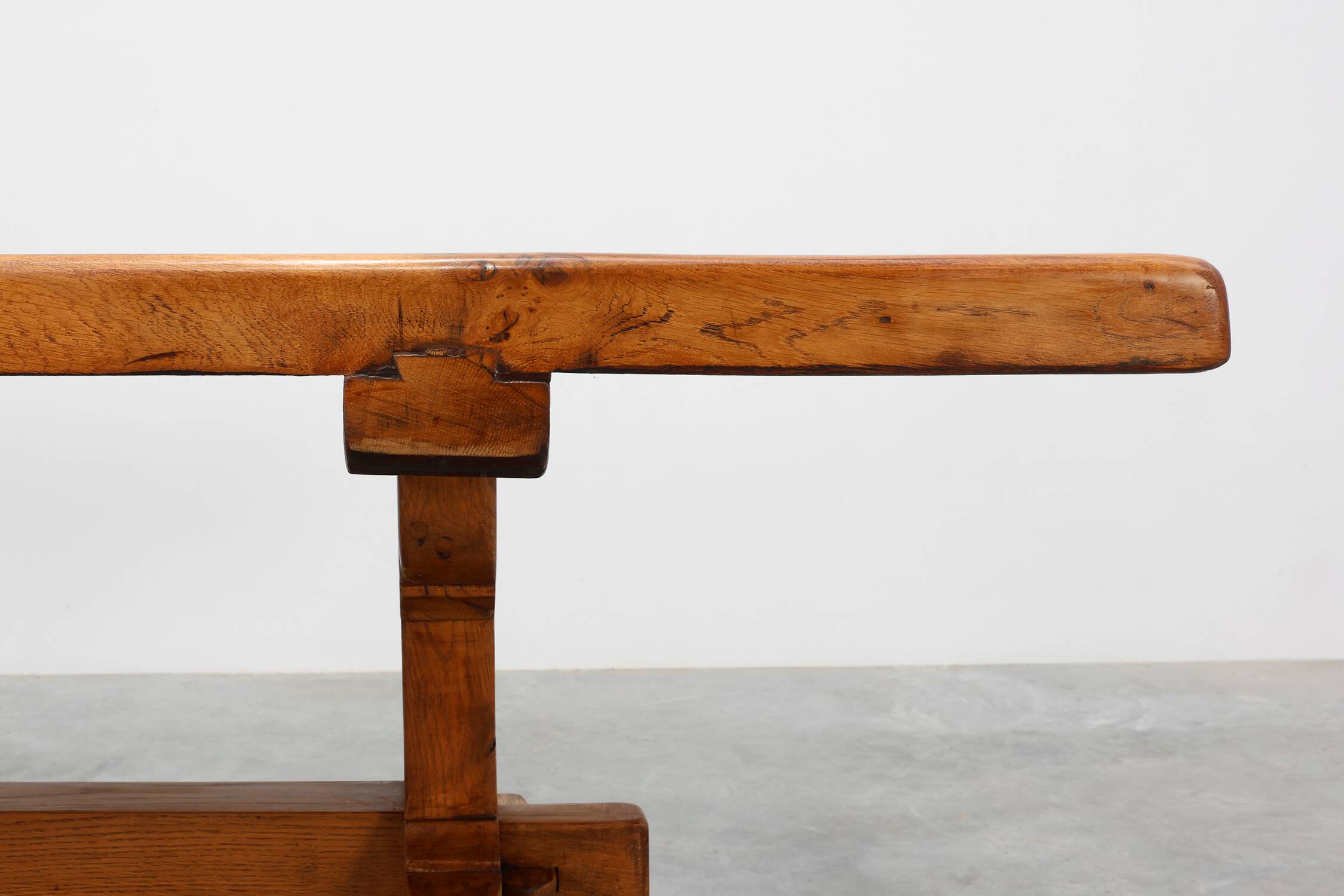 Rustic 20th century solid oak dinner table, France