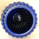Vase en céramique émaillée vintage, bleu cobalt et dorure, maison Lancel Paris
