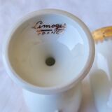 6 tall cups - Empire style - white and gold Limoges porcelain