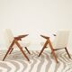 Scandinavian beige boucle armchair modern design rustic oak