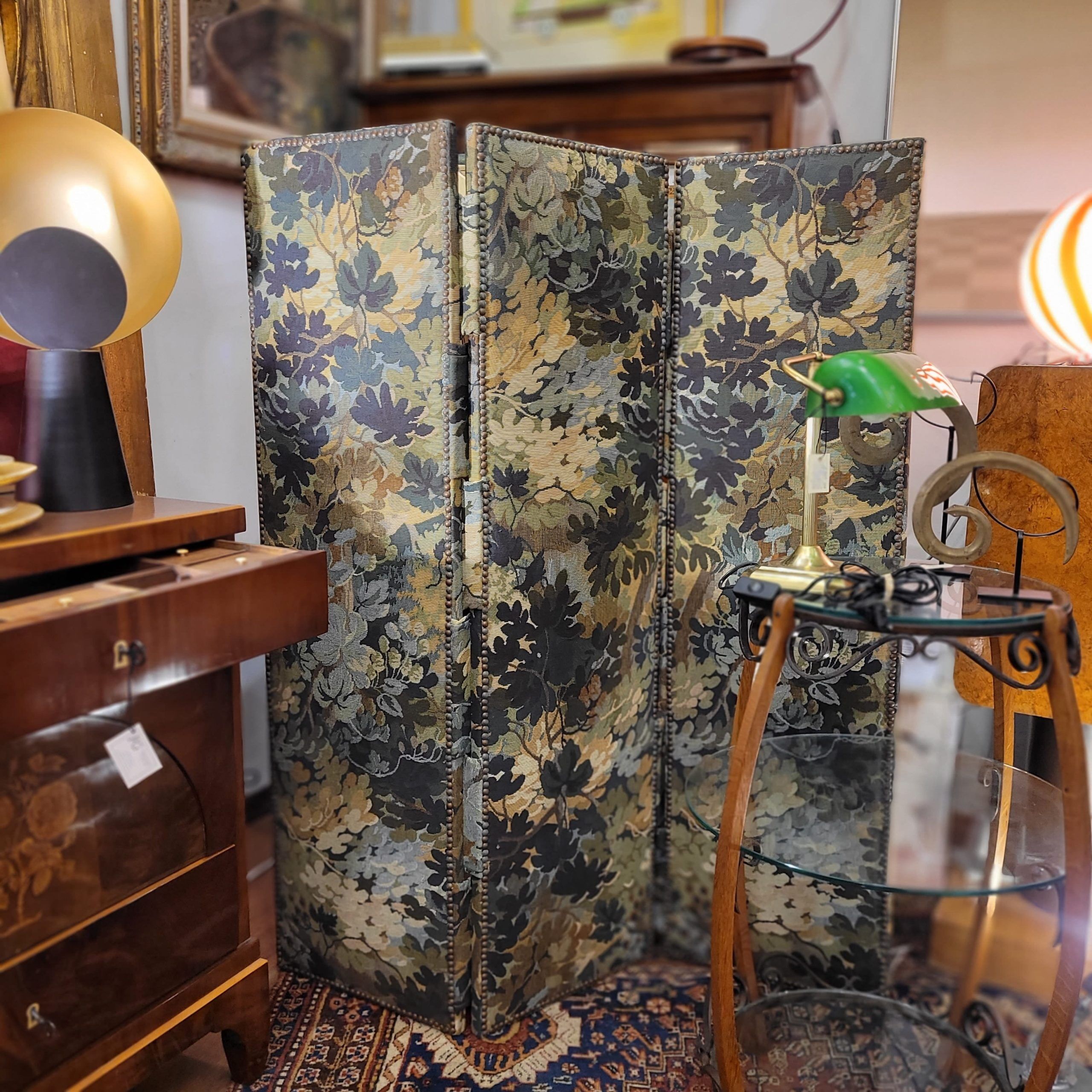 Three-panel screen, upholstered in Verdure style, 1950s – France