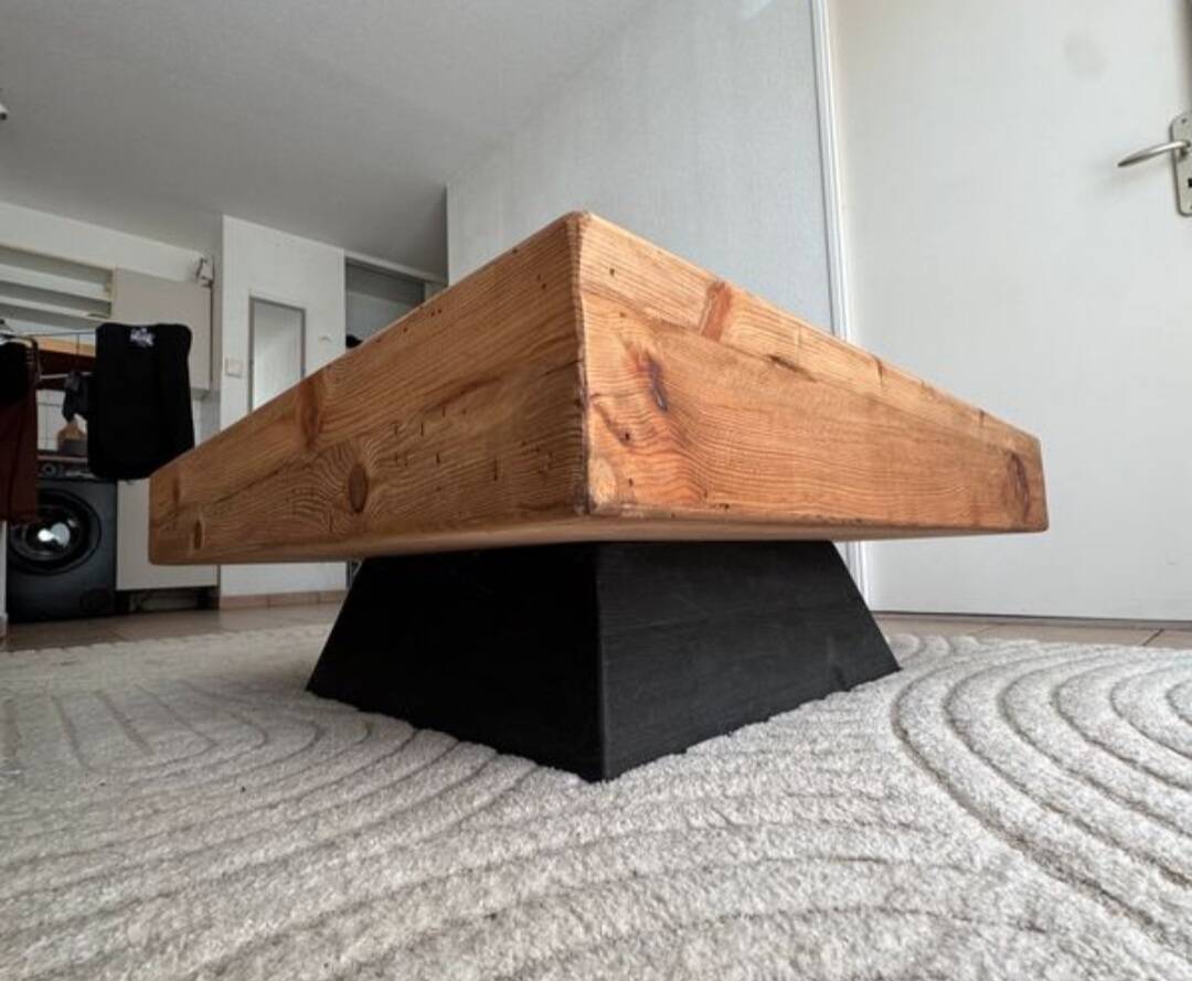 Raw wood coffee table