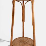 French Mid-Century Wood, Bamboo and Reed Plant Stand, 1960s