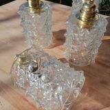 Set of 5 vintage molded glass globe suspensions