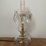 Pied de lampe en verre et laiton