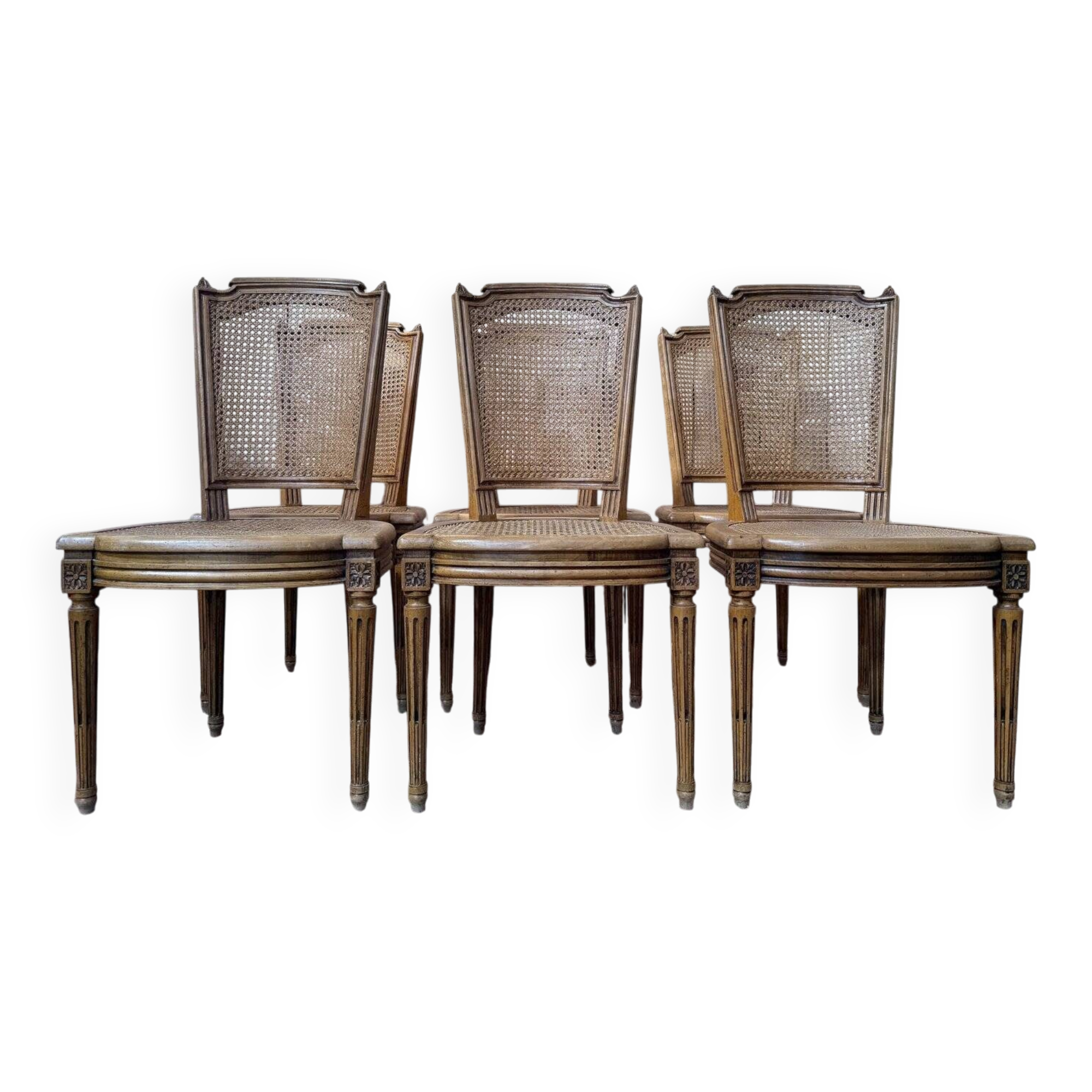 Set of 6 caned chairs in Louis XVI style