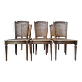 Set of 6 caned chairs in Louis XVI style