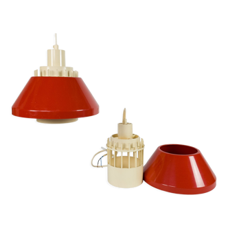 Lyskaer Belysning made in Denmark model 854 set of hanging lamps plastic mid century