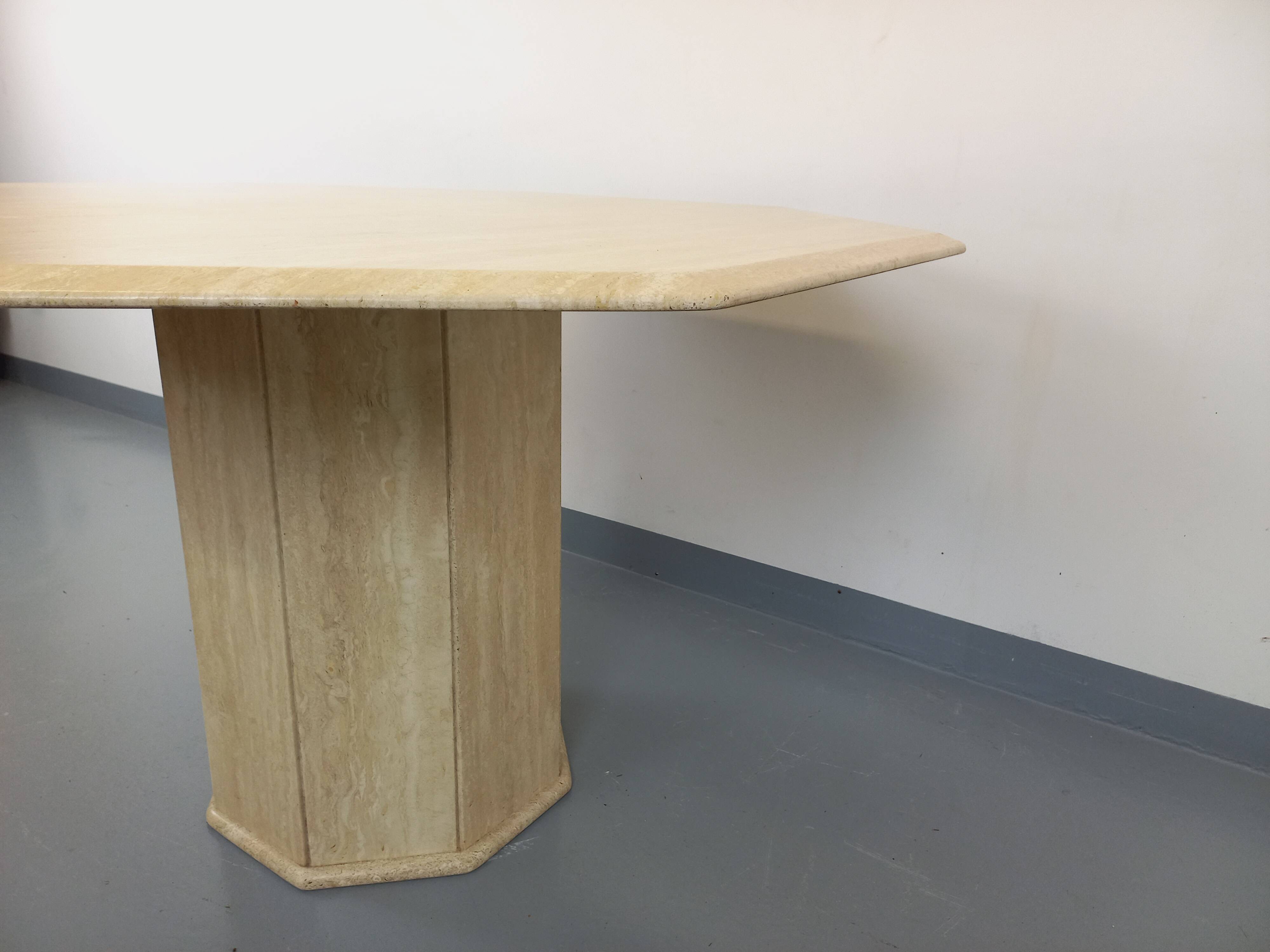 Vintage octagonal travertine dining table from the 70s 80s