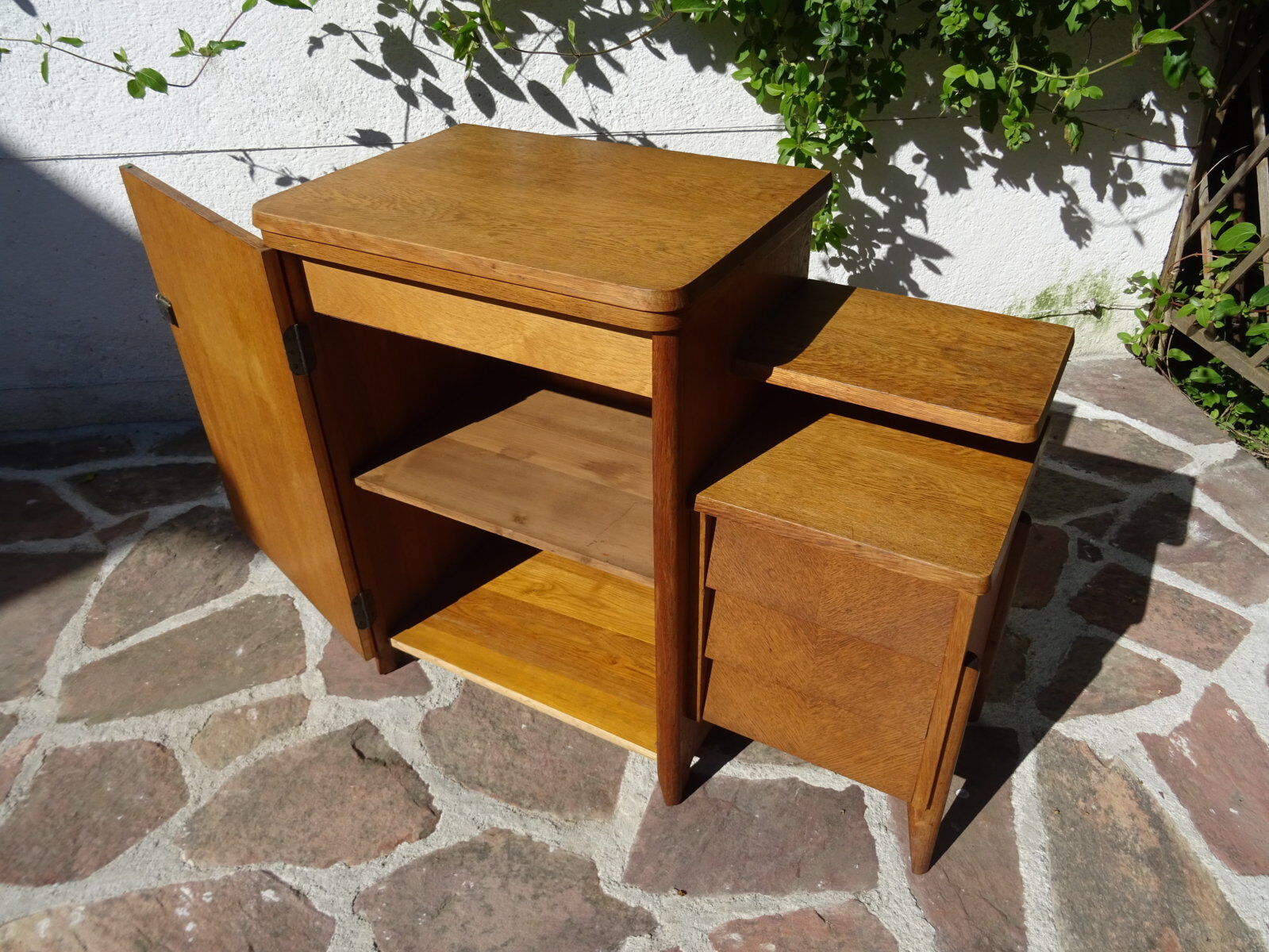 Asymmetrical oak dresser buffet
