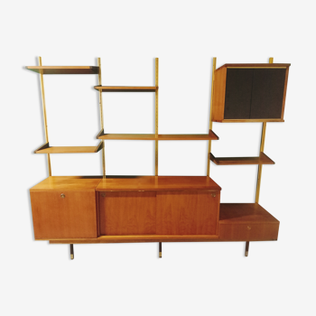 Modular wall shelf in Paolozzi teak