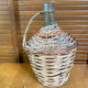 Old Dame Jeanne Bottle Glass + Woven Rattan Vintage #E527