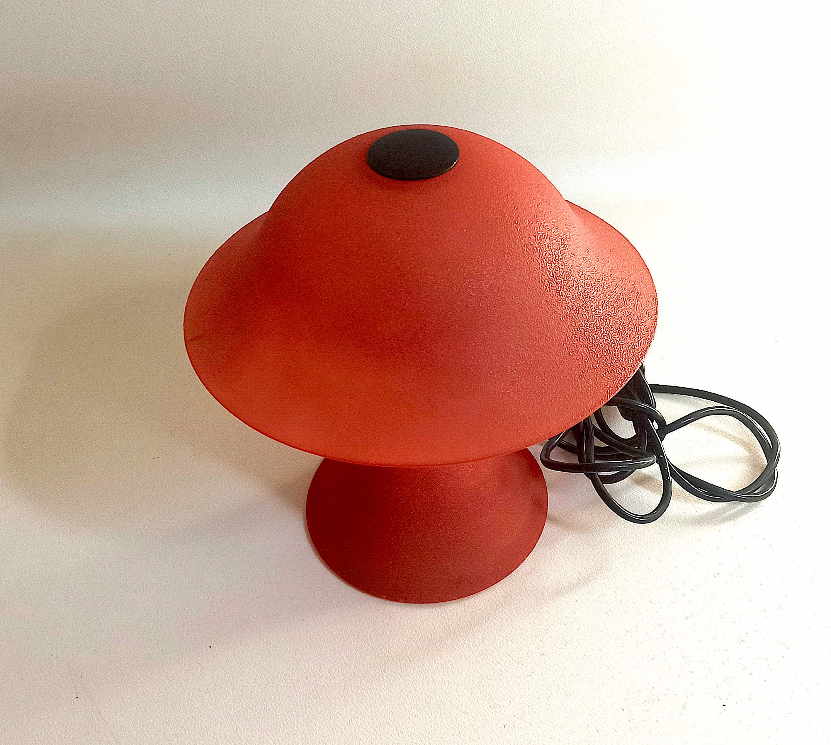 Vintage mushroom lamp red glass frosted effect