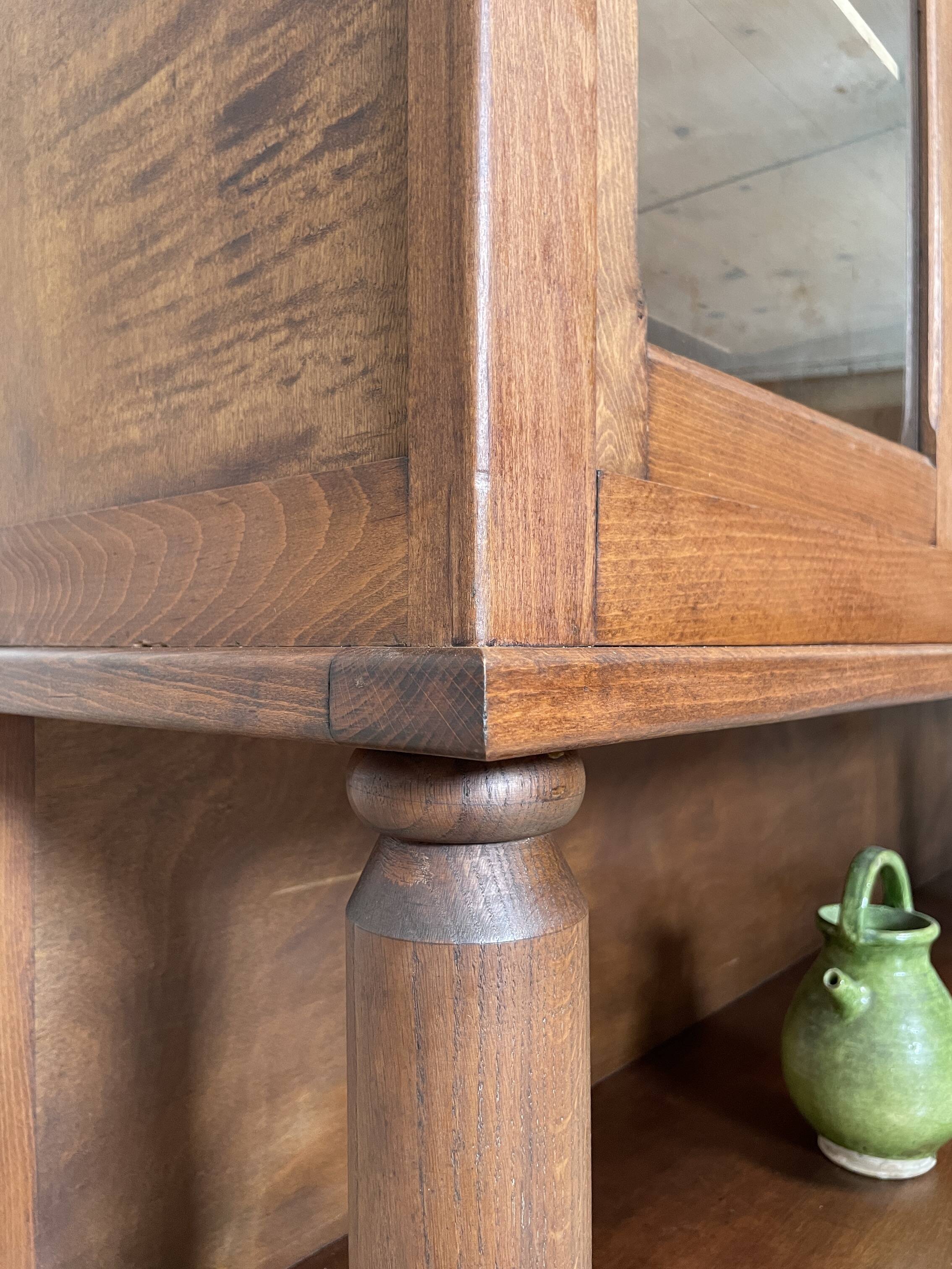 Solid wood display cabinet.