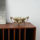 Art Nouveau platter with ceramic insert in ornamental metal frame, European craftsmanship