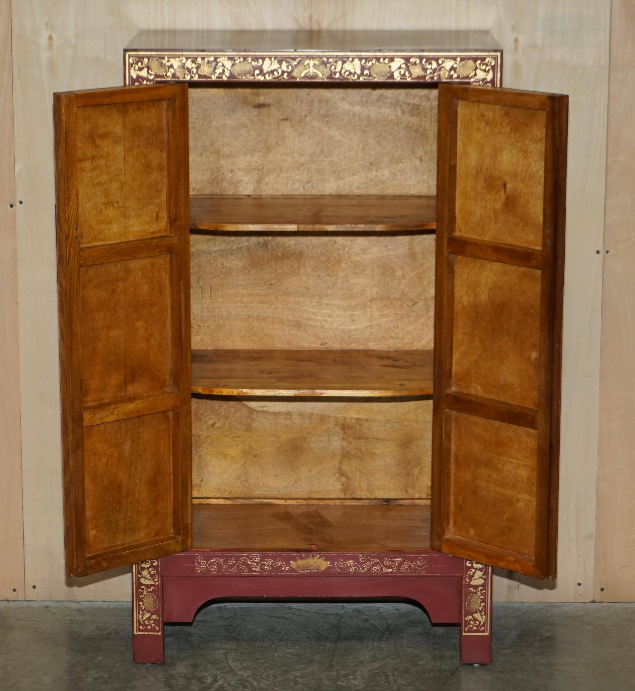 Buffet chinois antique papillon laquée peinte à la main