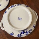 Large vegetable dish in Tournai porcelain, Boch Frères, fly decoration