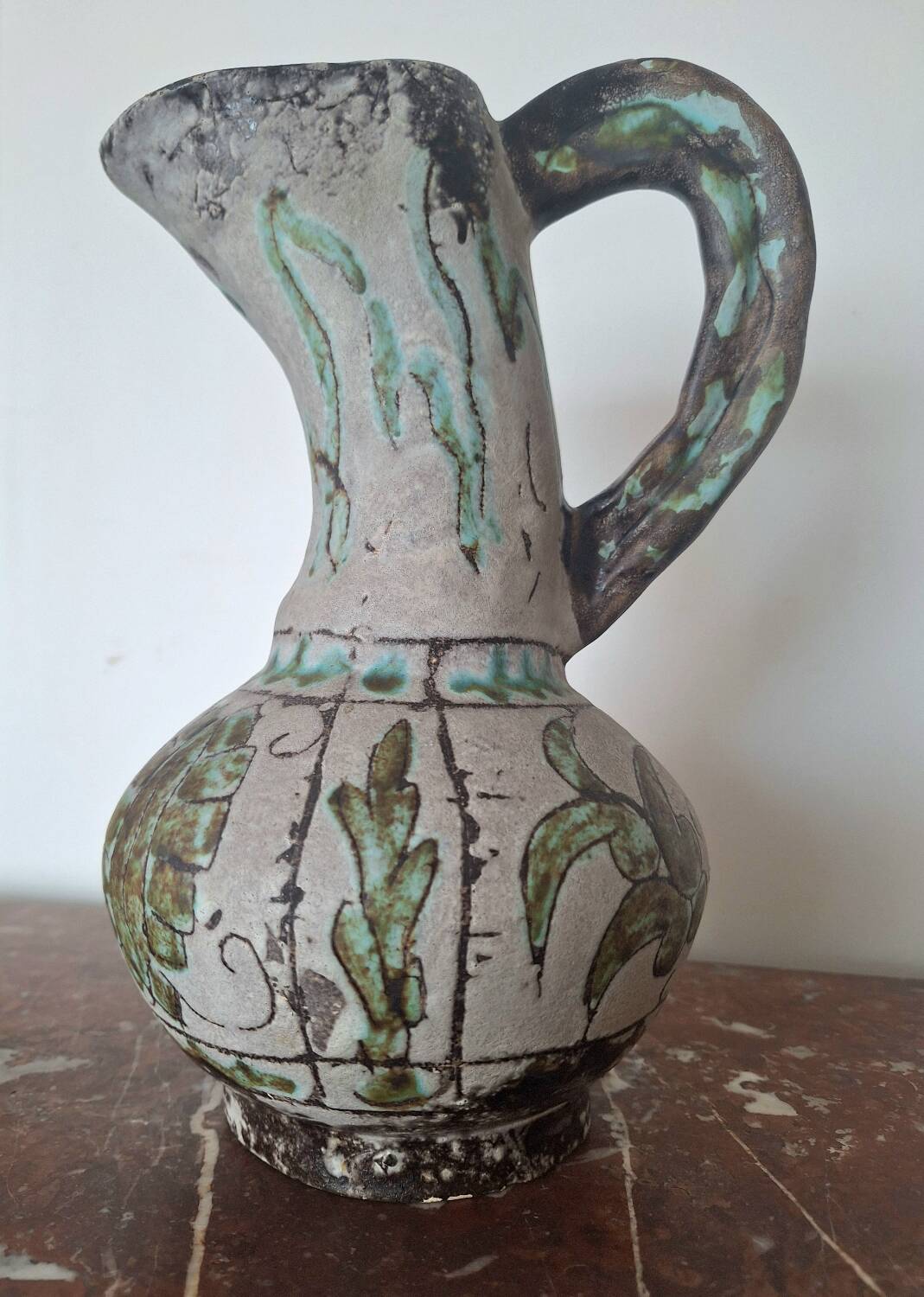 Jerome Massier Vallauris vintage vase, antique ceramic pitcher