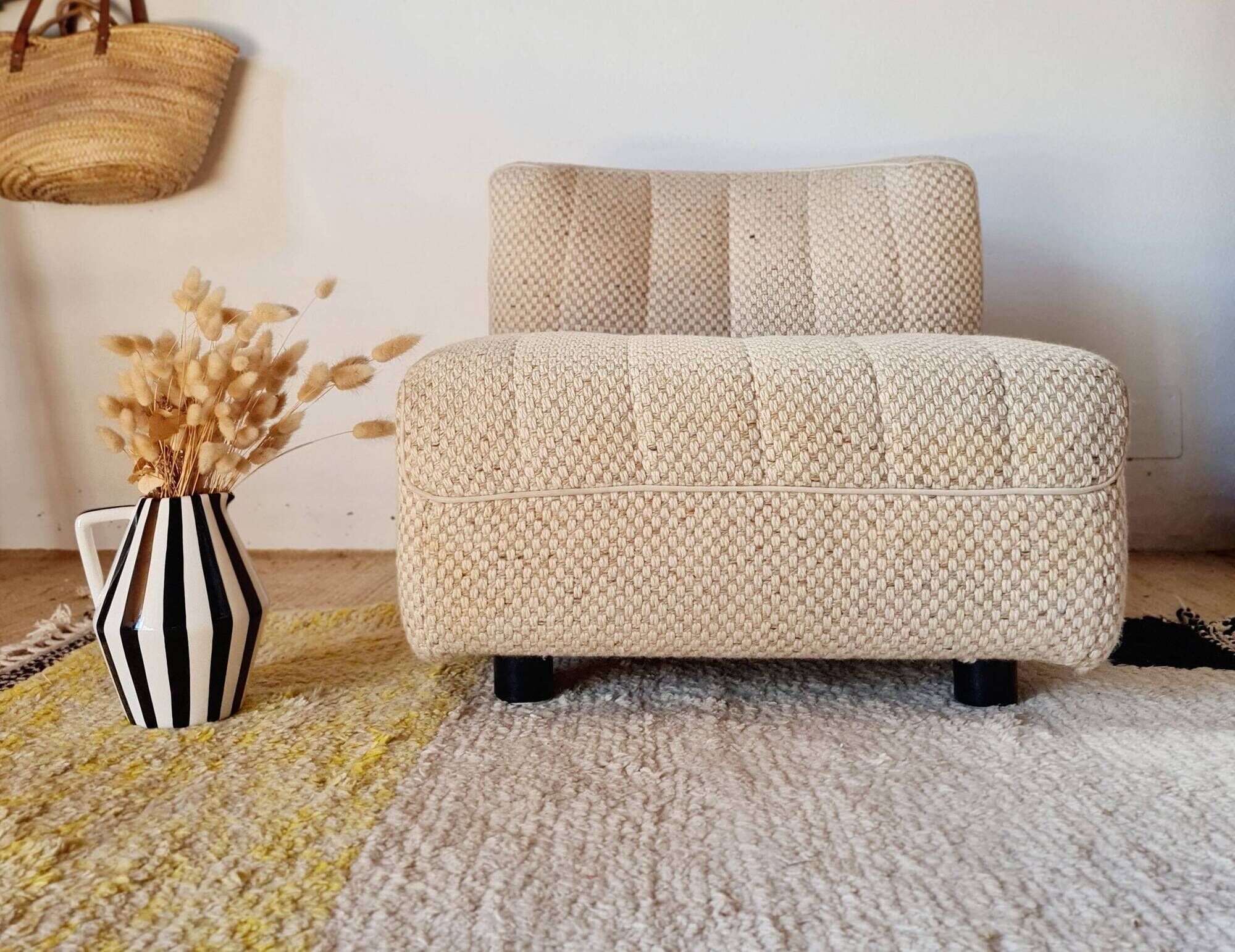 Vintage wool armchair, International Furniture Paris - 70s