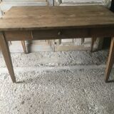Farmhouse table with raw wood drawer
