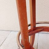 Tabouret de bar vintage bois et laiton ancien