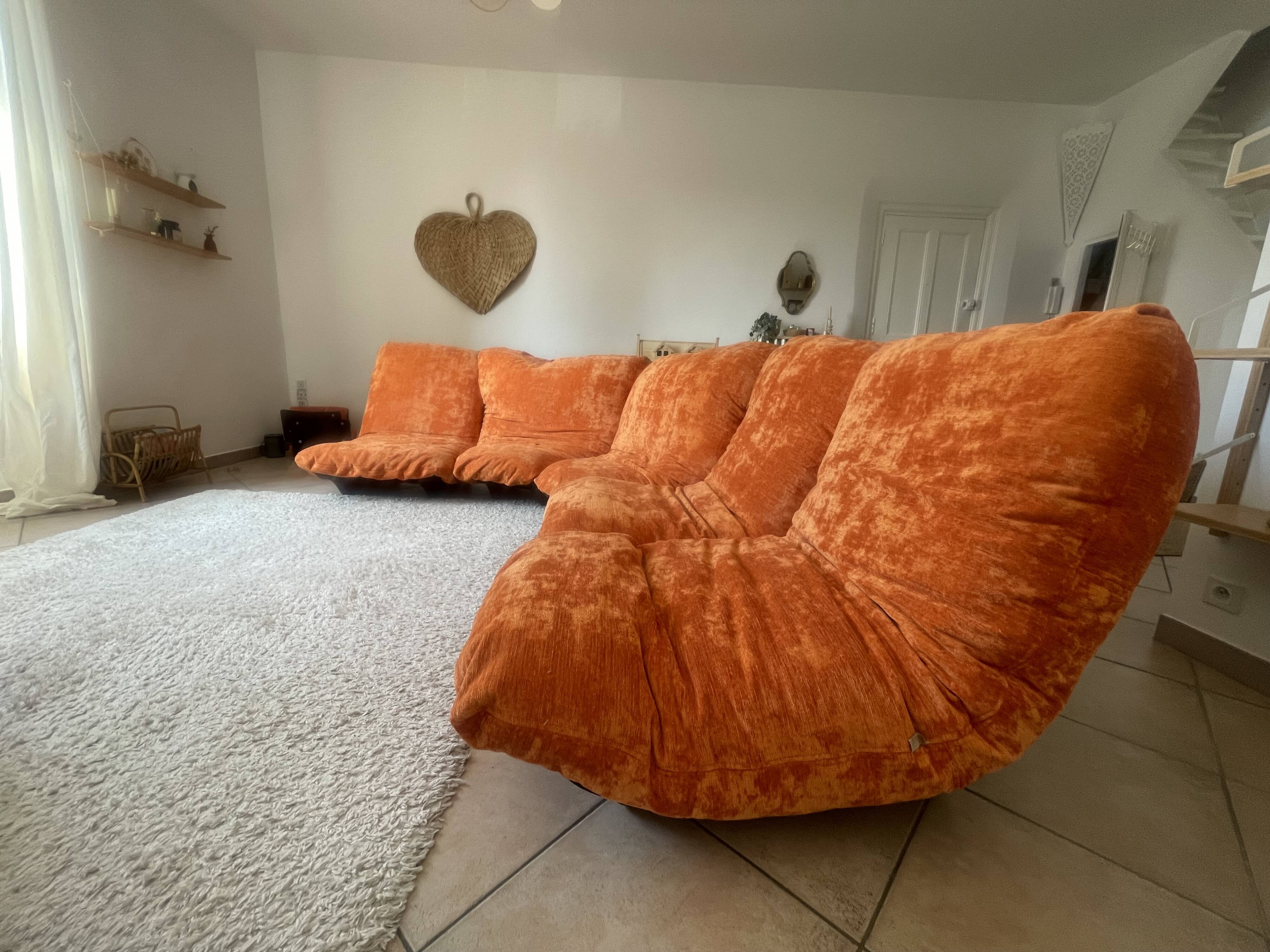 Rare vintage modular canapé for 5 people - Ligne Roset - Marsala model