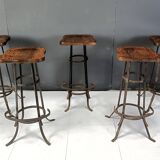 Vintage brutalist bar stools, set of 5 - 1970s