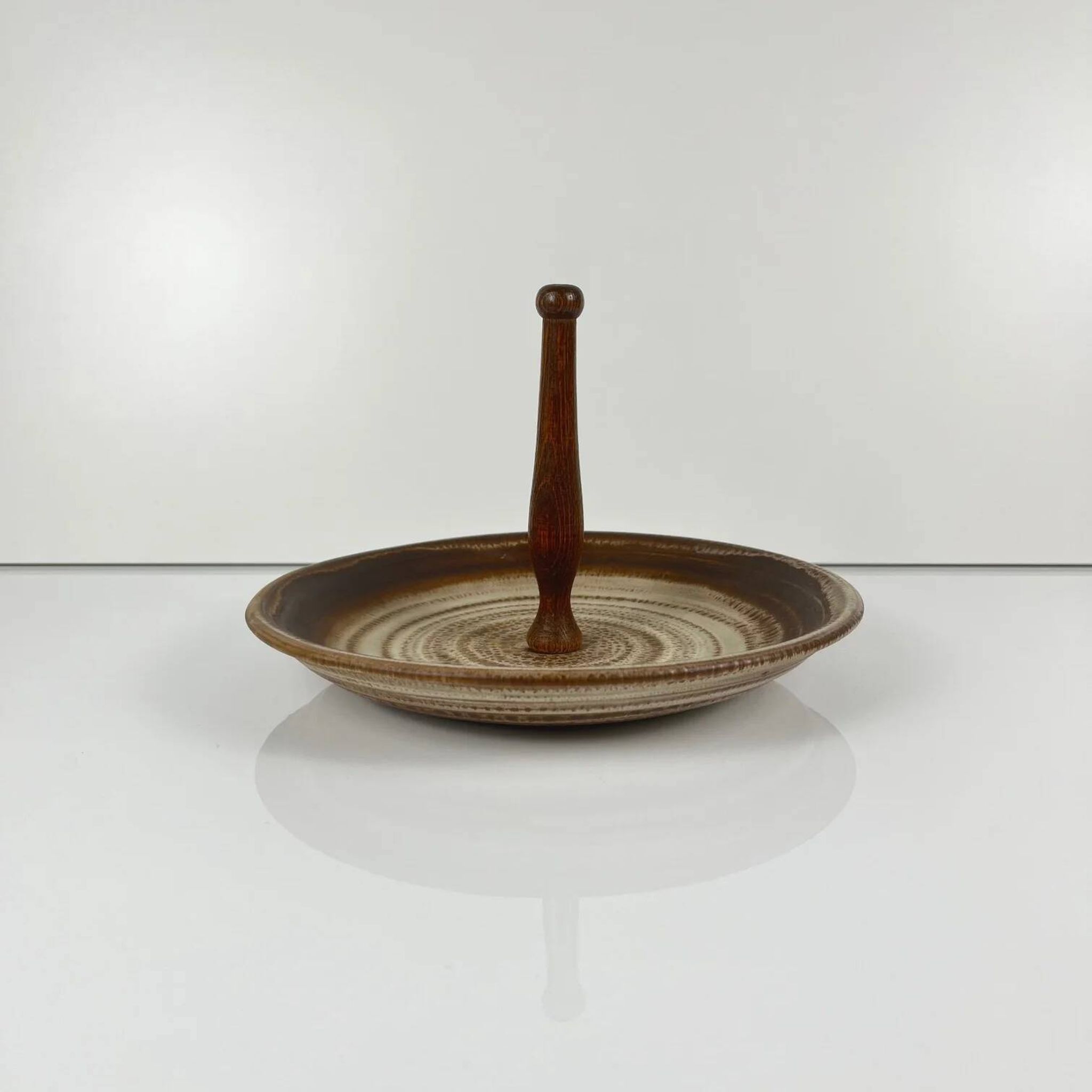 Round plate with ceramic handle, 1960s/70s