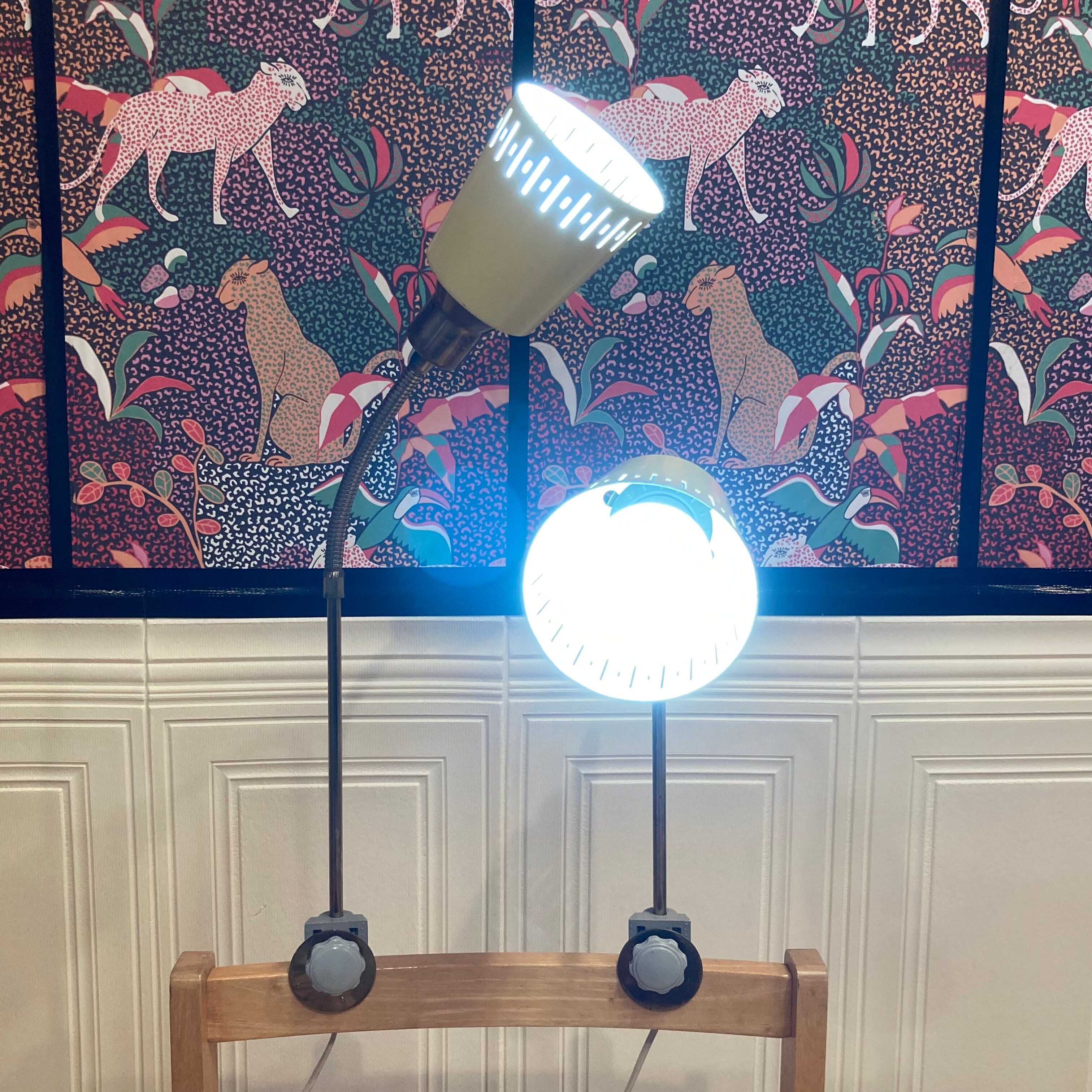 Pair of large modular scandinavian design wall lights from the 1950s.