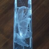 Rectangular vase in crystalline glass engraved Carabin