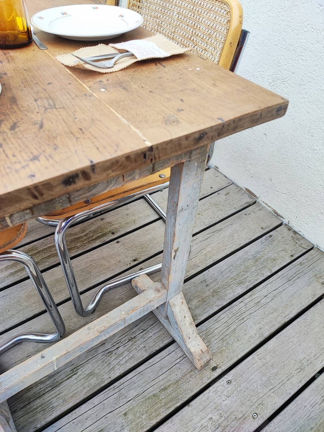 Farmhouse table on trestles