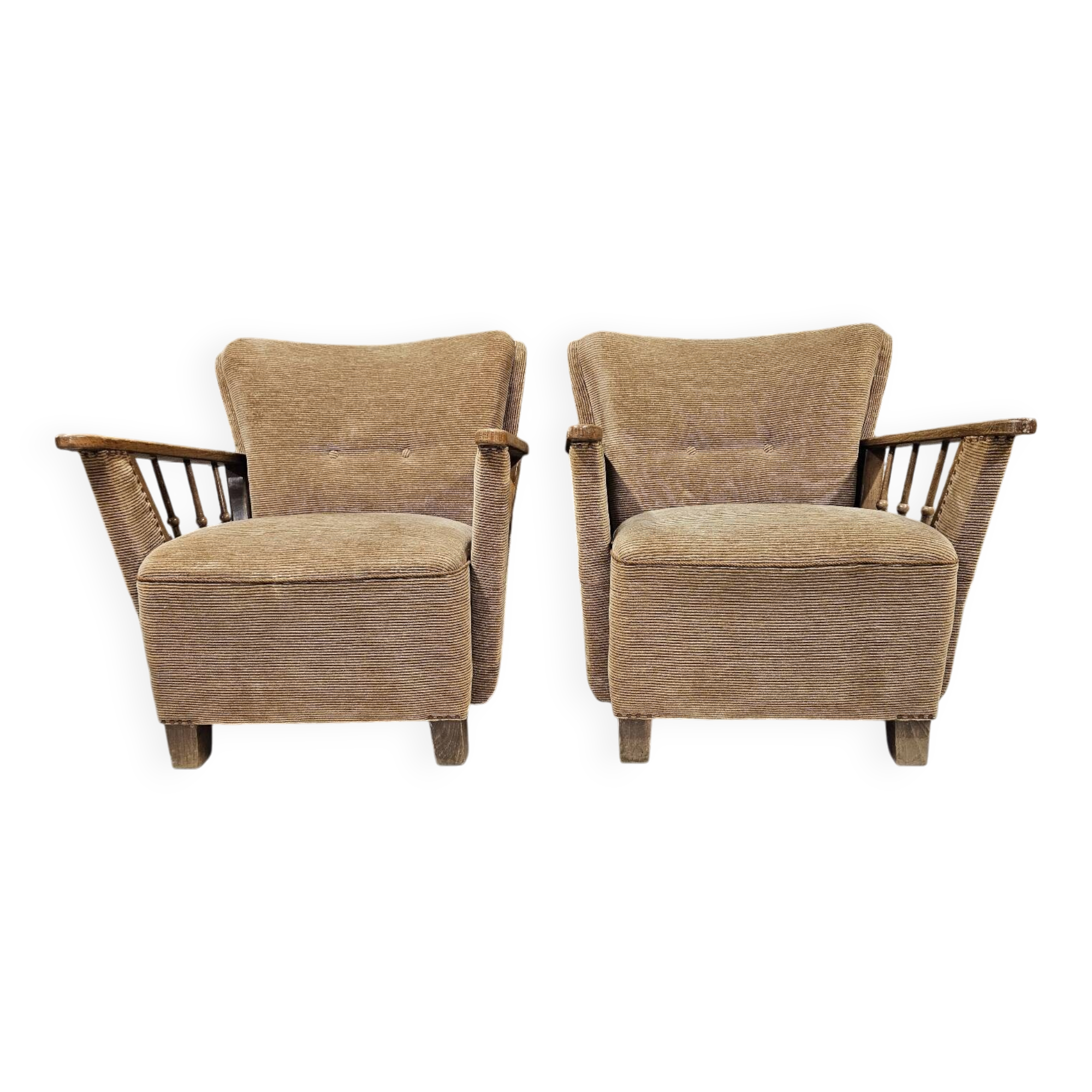Paire de fauteuils brutalistes, années 1950
