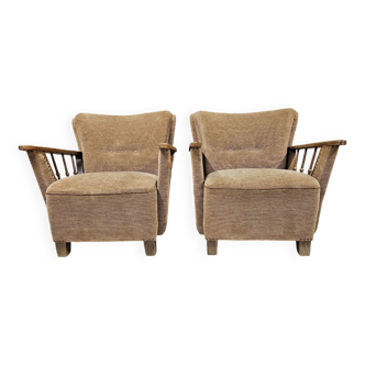 Paire de fauteuils brutalistes, années 1950
