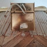 Vintage wall sconce gold metal and stamps