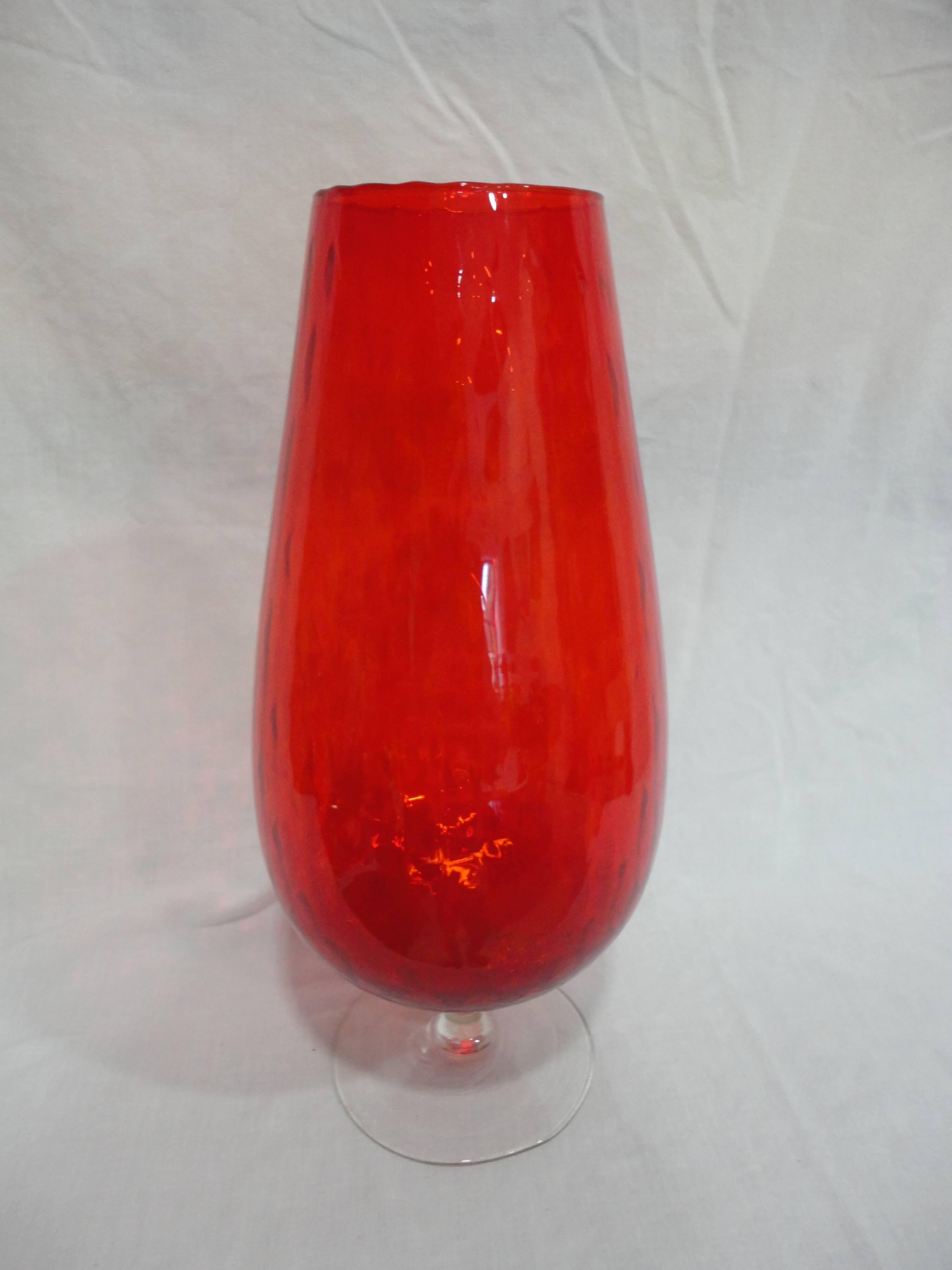 Beautiful vintage red glass vase