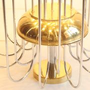 Tubular chrome and brass waterfall chandelier, Italy 1970s.