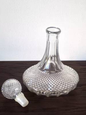 Diamond cut glass wine carafe