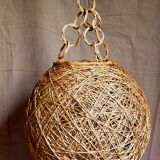 Lampshade suspension vintage wicker ball and natural string