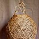 Abat-jour suspension boule vintage en osier et ficelle naturels