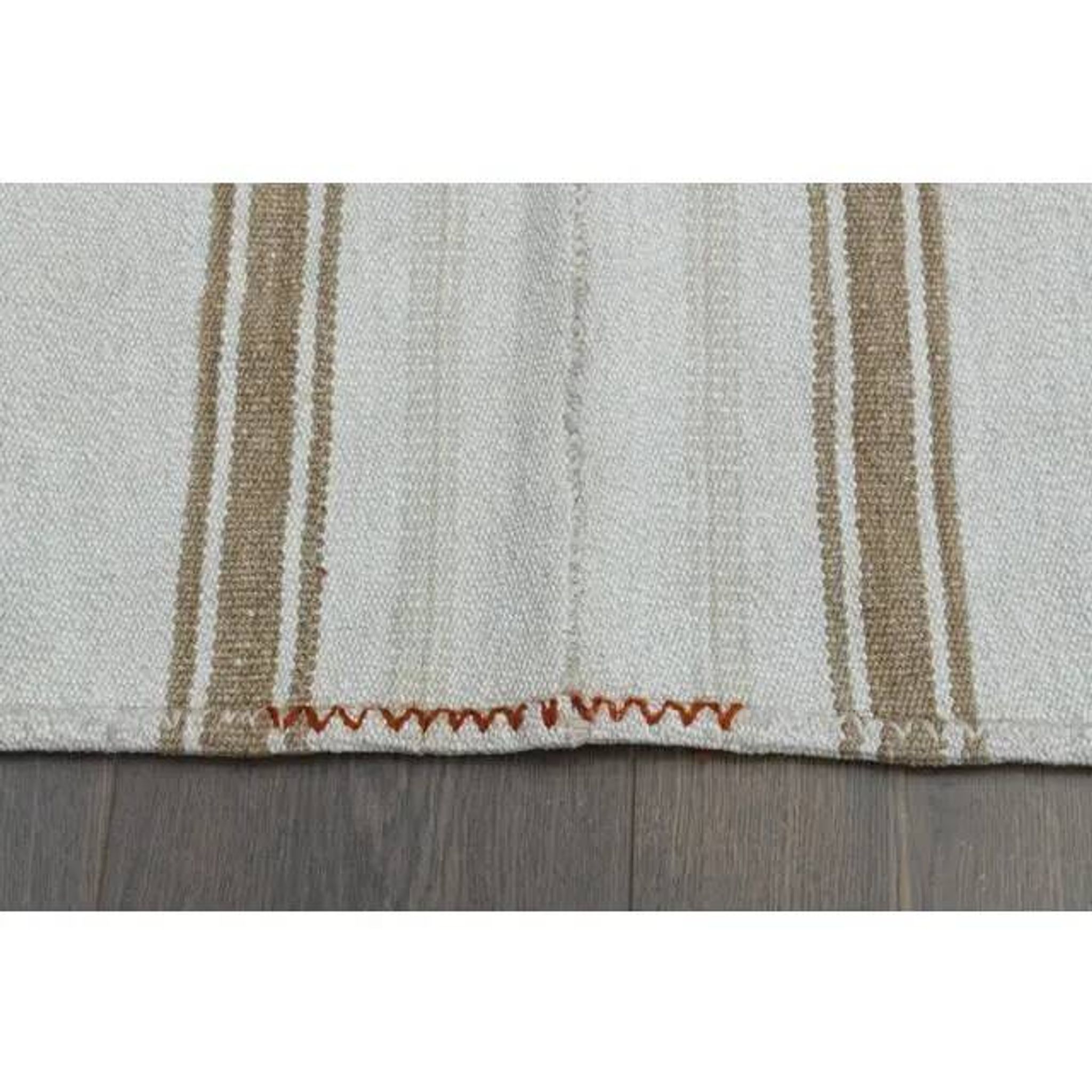 White Brown Antique Handmade Wool Kilim Rug 190x251