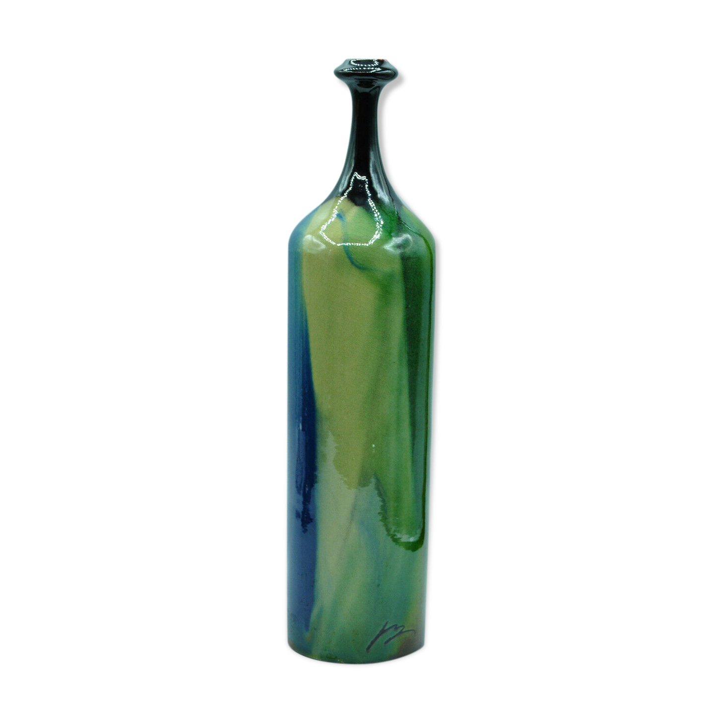 Vase bottle soliflore signed to identify contemporary multicolor design décor