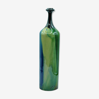 Vase bottle soliflore signed to identify contemporary multicolor design décor