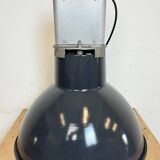 Industrial french dark blue enamel pendant lamp from mazda, 1960s