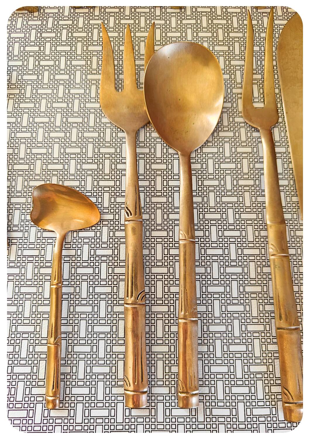 Service de couverts en laiton vintage 'bambou'